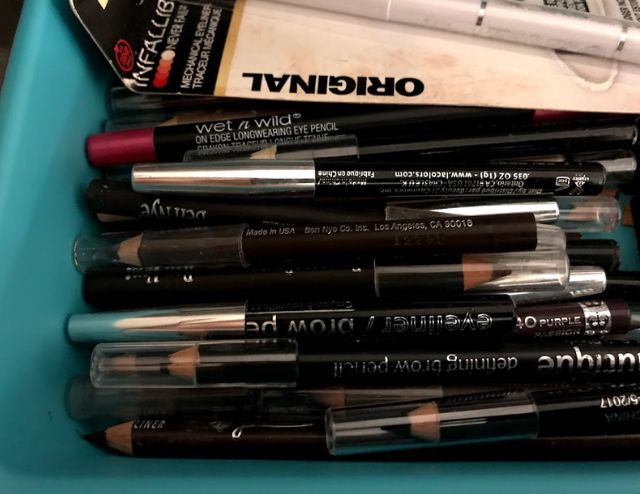 Assorted eye and eyebrow pencils.